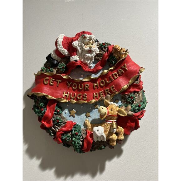 1995 WINKLE CLAUS Motion Activated Resin Hanging Wreath Christmas Holiday Songs - Picture 1 of 10